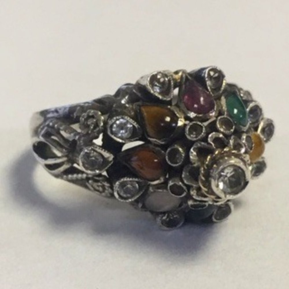 c1930 Thai Harem Semi Precious Stone Ring 6.5